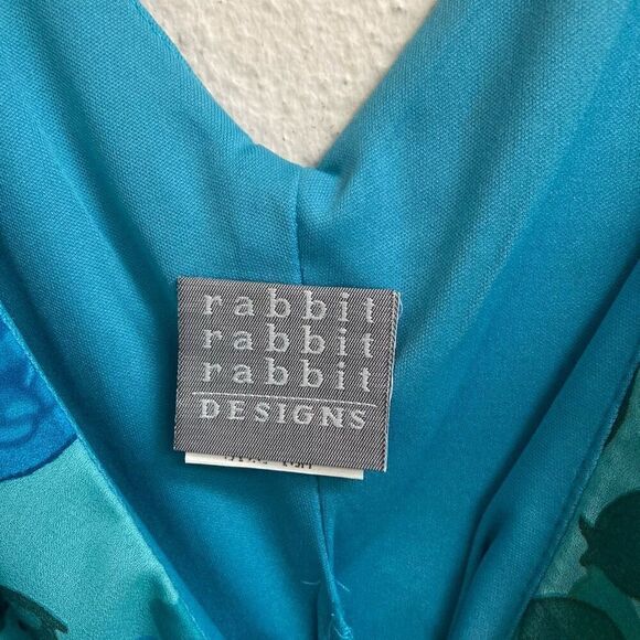 Y2K Vintage Rabbit Granny floral asymmetrical V-neck chiffon dress women’s 16* - Picture 9 of 11